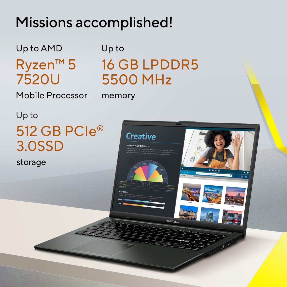 ASUS Vivobook Go 15 E1504FA-NJ649W AMD Ryzen™ 5 7520U Laptop 39.6 cm (15.6") Full HD 8 GB LPDDR5-SDRAM 256 GB SSD Wi-Fi 6E (802.11ax) Windows 11 Home in S mode Silver - Image 12