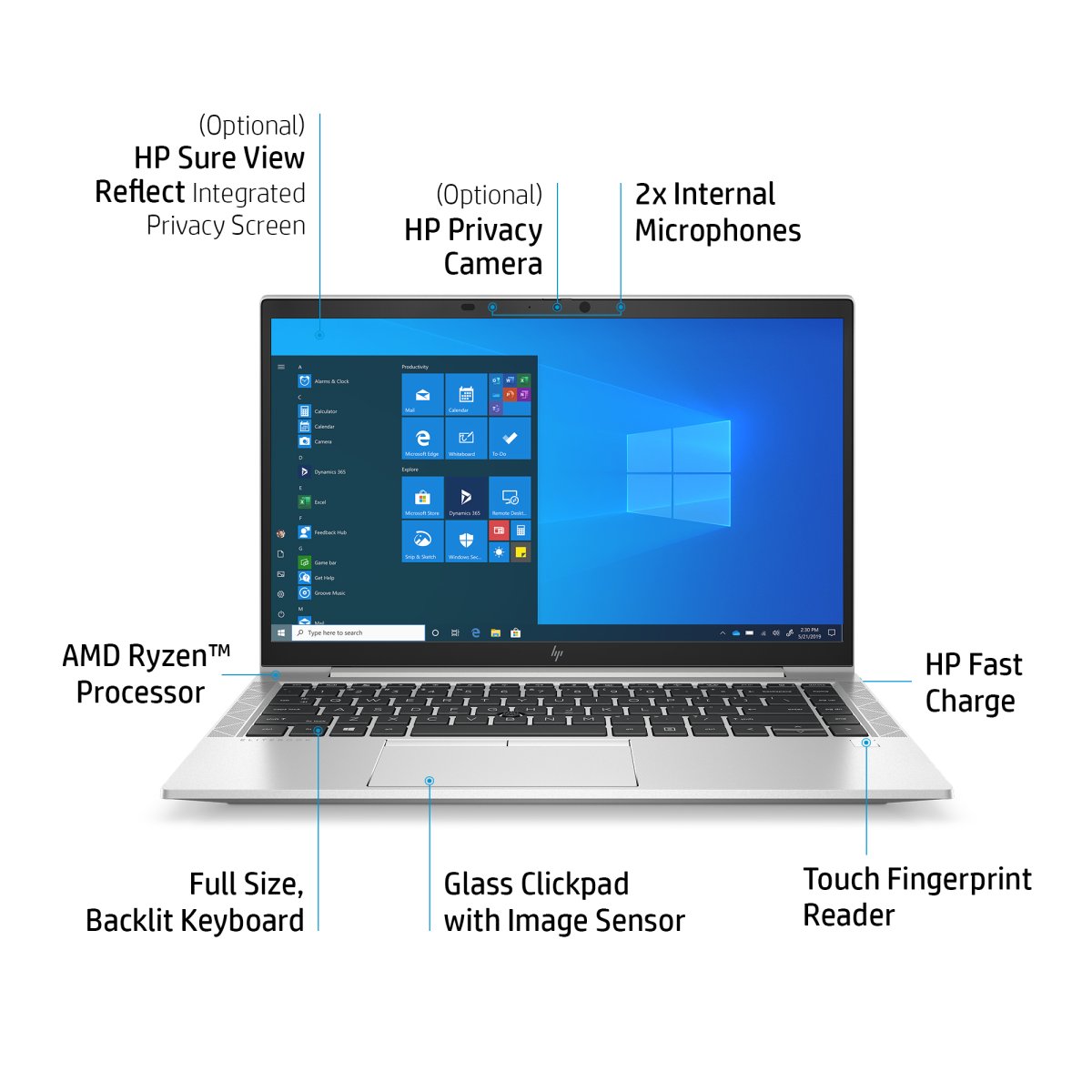HP EliteBook 845 G8 AMD Ryzen™ 5 5600U Laptop 35.6 cm (14") Full HD 8 GB DDR4-SDRAM 256 GB SSD Wi-Fi 5 (802.11ac) Windows 10 Pro Silver - Image 18