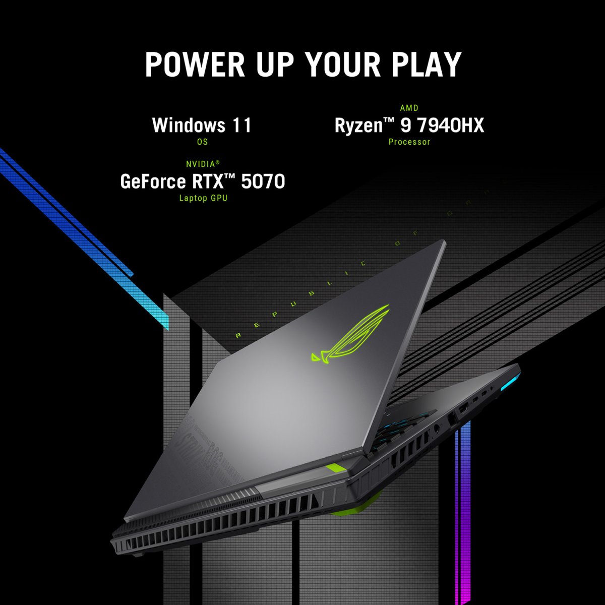 ASUS ROG Strix G18 G814PP-S9018W AMD Ryzen™ 9 7940HX Laptop 45.7 cm (18") WQXGA 32 GB DDR5-SDRAM 1 TB SSD NVIDIA GeForce RTX 5070 Wi-Fi 6E (802.11ax) Windows 11 Home Black, Grey - Image 12