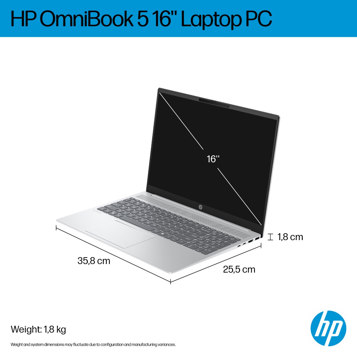 HP OmniBook 5 16-bc1003na AMD Ryzen™ 5 8540U Laptop 40.6 cm (16") 2K 8 GB LPDDR5-SDRAM 512 GB SSD Wi-Fi 6 (802.11ax) Windows 11 Home Silver - Image 7