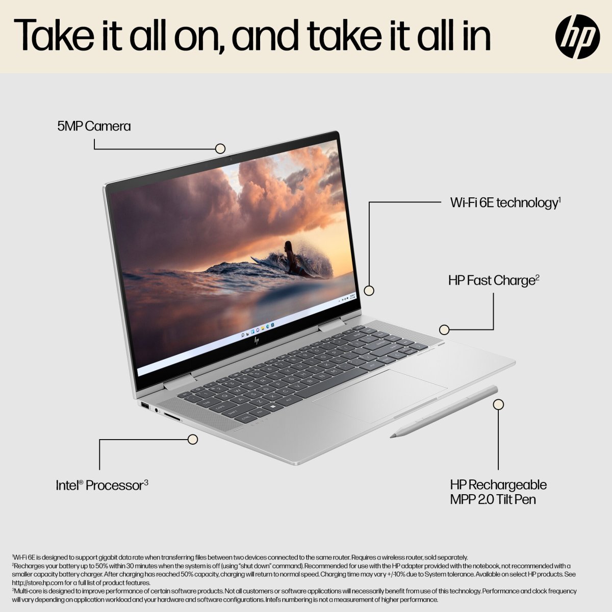 HP ENVY x360 15-fe0013na Intel® Core™ i7 i7-1355U Hybrid (2-in-1) 39.6 cm (15.6") Touchscreen Full HD 16 GB LPDDR5-SDRAM 512 GB SSD Wi-Fi 6E (802.11ax) Windows 11 Home Silver - Image 10