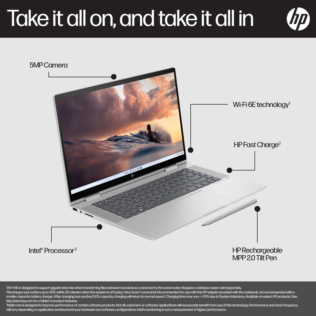 HP ENVY x360 15-fe0013na Intel® Core™ i7 i7-1355U Hybrid (2-in-1) 39.6 cm (15.6") Touchscreen Full HD 16 GB LPDDR5-SDRAM 512 GB SSD Wi-Fi 6E (802.11ax) Windows 11 Home Silver - Image 13